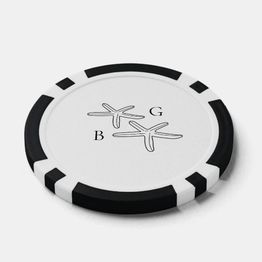 Minimalistische Starfish Beach Monogram bruiloft Poker Chips (Enkel)