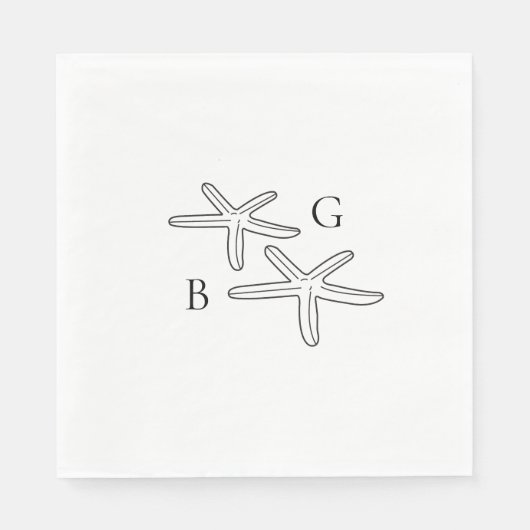 Minimalistische Starfish Beach Monogram bruiloft Servet (Voorkant)
