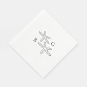 Minimalistische Starfish Beach Monogram bruiloft Servet (Hoek)