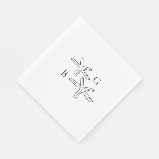 Minimalistische Starfish Beach Monogram bruiloft Servet (Hoek)