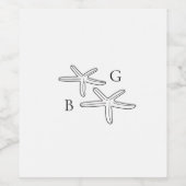 Minimalistische Starfish Beach Monogram bruiloft Wijn Etiket (Enkel label)