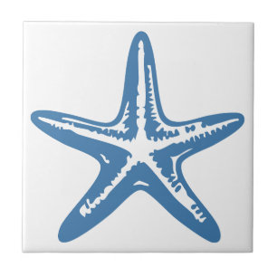 Minimalistische Starfish Line Art Blue Outline Coa Tegeltje