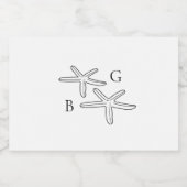 Minimalistische Starfish strand Monogram bruiloft  Sparkling Wijnetiket (Enkel label)