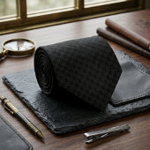 Minimalistische Stealth Zwart Micro Check Geometri Stropdas