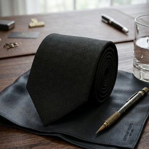 Minimalistische Stealth Zwarte Micro Check Geometr Stropdas