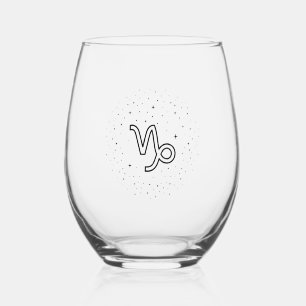 Minimalistische Steenbok Zodiac Steelzen Wijn Glas