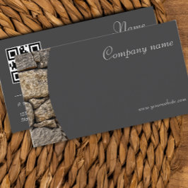 Minimalistische steenfotografie QR grijs Visitekaa Visitekaartje