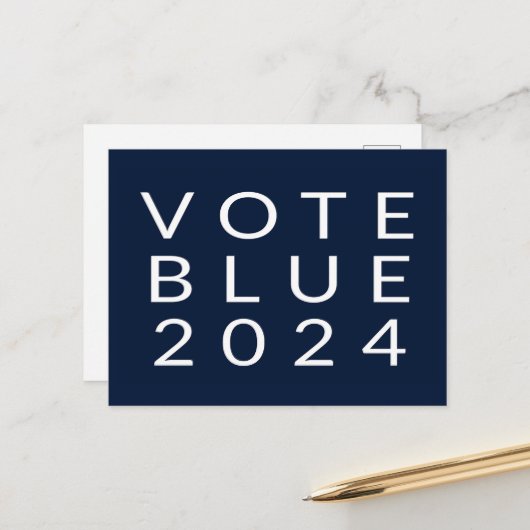 Minimalistische stemming Blue Kamala Harris 2024 Briefkaart (Voorkant / Achterkant in situ)