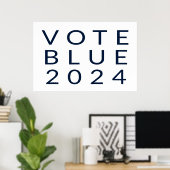 Minimalistische stemming Blue Kamala Harris 2024 Poster (Thuiskantoor)