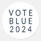 Minimalistische stemming Blue Kamala Harris 2024 Ronde Sticker (Voorkant)