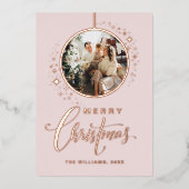 Minimalistische Sterren Foto gouden Kerstmis Folie Feestdagenkaart (Voorkant)