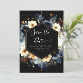 Minimalistische sterren Hemelse bruiloft Save The Date (Staand voorkant)