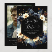 Minimalistische sterren Hemelse bruiloft Save The Date (Voorkant / Achterkant)