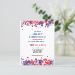 Minimalistische sterren rood en blauw 4 juli evene briefkaart