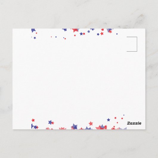 Minimalistische sterren rood en blauw 4th van juli briefkaart (Achterkant)
