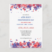 Minimalistische sterren rood en blauw 4th van juli briefkaart (Voorkant)