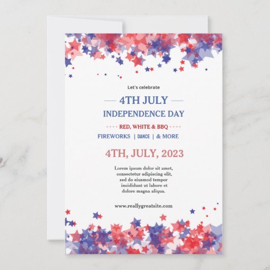 Minimalistische sterren rood en blauw 4th van juli kaart (Voorkant)