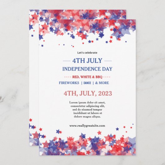 Minimalistische sterren rood en blauw 4th van juli kaart (Voorkant / Achterkant)