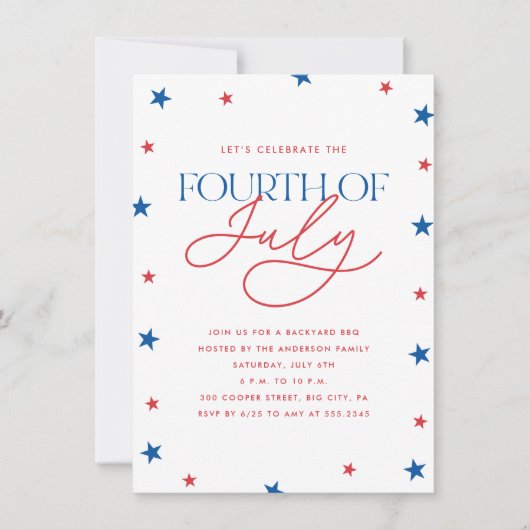 Minimalistische sterren vier juli feestje  kaart (Voorkant)