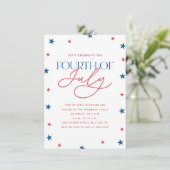 Minimalistische sterren vierde juli partij kaart (Staand voorkant)