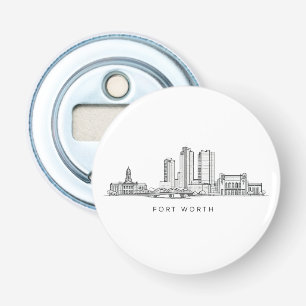 Minimalistische sterrenlijn kunst van Fort Worth Button Flesopener
