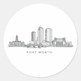 Minimalistische sterrenlijn kunst van Fort Worth Ronde Sticker