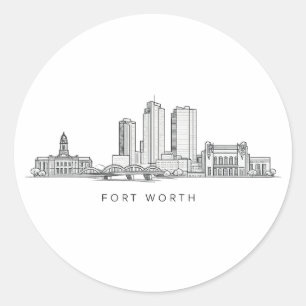 Minimalistische sterrenlijn kunst van Fort Worth Ronde Sticker