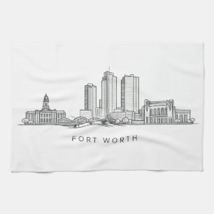 Minimalistische sterrenlijn kunst van Fort Worth Theedoek