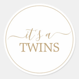 Minimalistische sticker 'It's Twins' voor babyfees