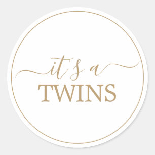Minimalistische sticker 'It's Twins' voor babyfees