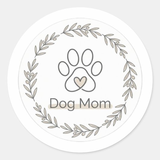 Minimalistische sticker met hondenmoeder pootafdru (Voorkant)