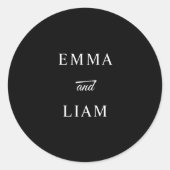 Minimalistische sticker met trouwmonogram in zwart (Voorkant)