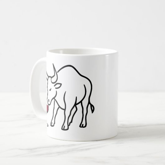 Minimalistische stier met wijnglas Mok (Voorkant links)