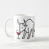 Minimalistische stier met wijnglas Mok (Links)