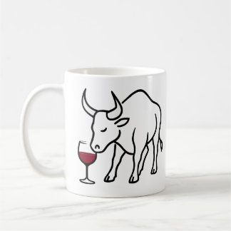 Minimalistische stier met wijnglas Mok