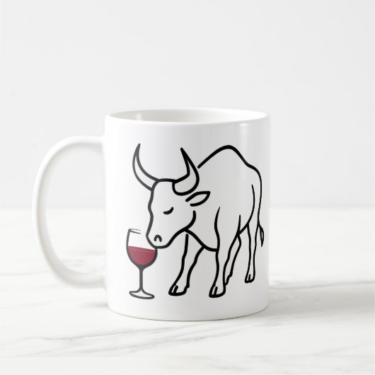 Minimalistische stier met wijnglas Mok (Links)