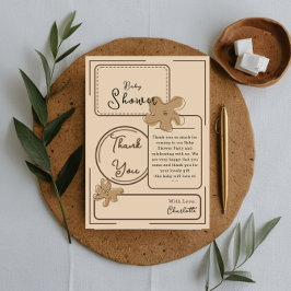 Minimalistische stijl bloem baby shower bedankkaart