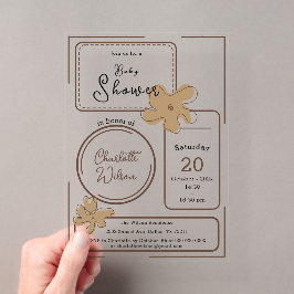 Minimalistische stijl bloem notities baby shower acryl uitnodigingen