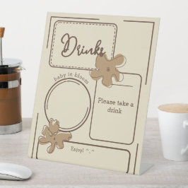 Minimalistische stijl bloem notities baby shower d reclamebord met voetstuk