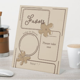 Minimalistische stijl bloem notities baby shower f reclamebord met voetstuk