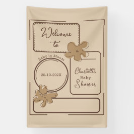 Minimalistische stijl bloem notities baby shower spandoek
