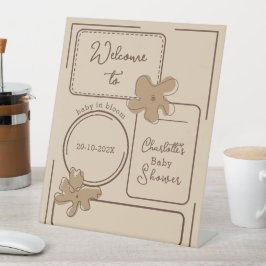 Minimalistische stijl bloem notities Baby Shower W Reclamebord Met Voetstuk