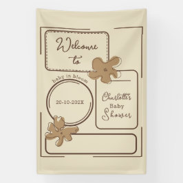 Minimalistische stijl bloemige notities babyfeest spandoek