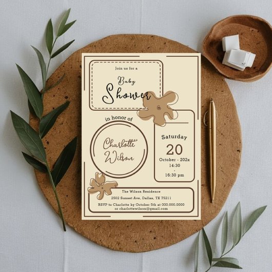 Minimalistische stijl bloemnotities baby shower kaart