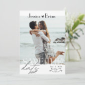 Minimalistische stijl bruiloft | Een foto Save The Date (Staand voorkant)