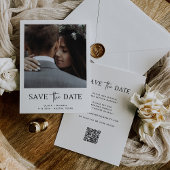 Minimalistische stijl | één foto en QR-code Save The Date