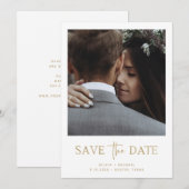 Minimalistische stijl goud | Eén foto Save The Date (Voorkant / Achterkant)