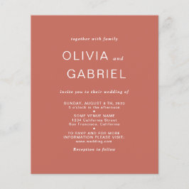 Minimalistische stijl. Moderne roestbruine Trouwui Flyer