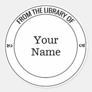 Minimalistische stijlmatige boekplaat voor boekove ronde sticker