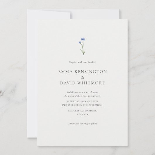 Minimalistische stijlvolle bloem bruiloft uitnodig kaart (Voorkant)